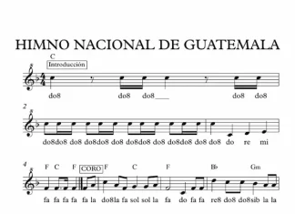 Notas en flauta del Himno Nacional de Guatemala Partitura del himno nacional de Guatemala